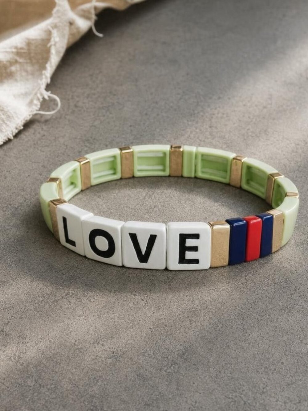 Roxanne Assoulin Just Say Love Light Green Stretch Bracelet